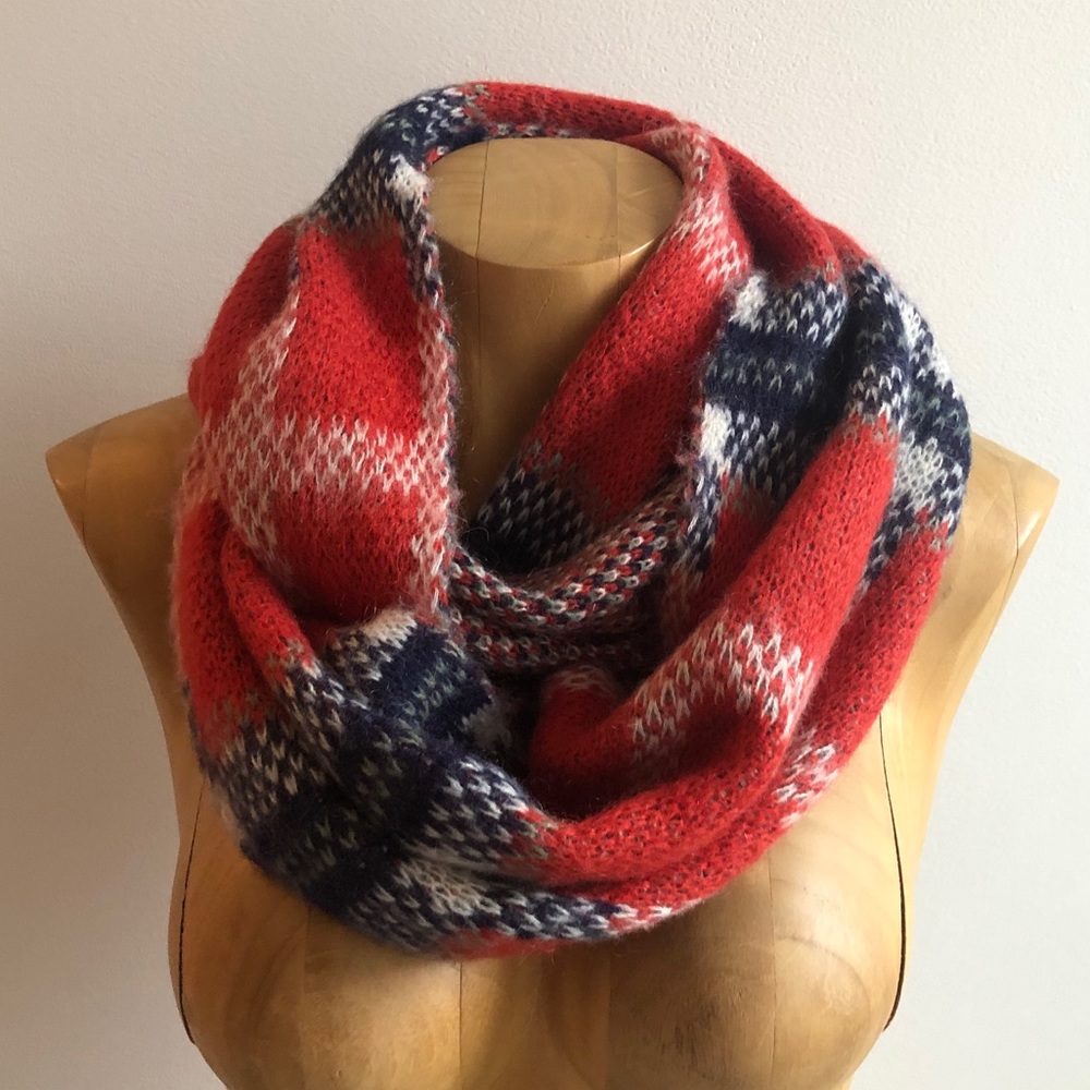 Wool reversible knit infinity scarf